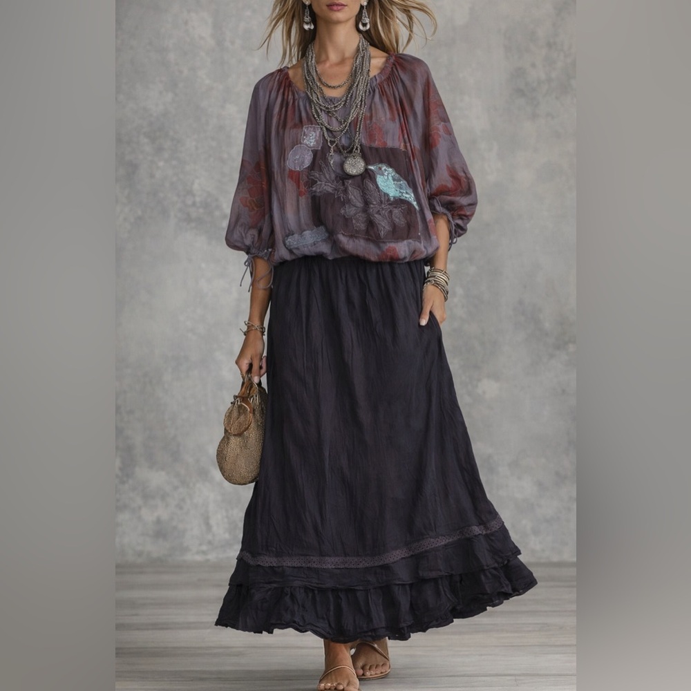 Elegant faded grey Skirt - Picture 3 of 14